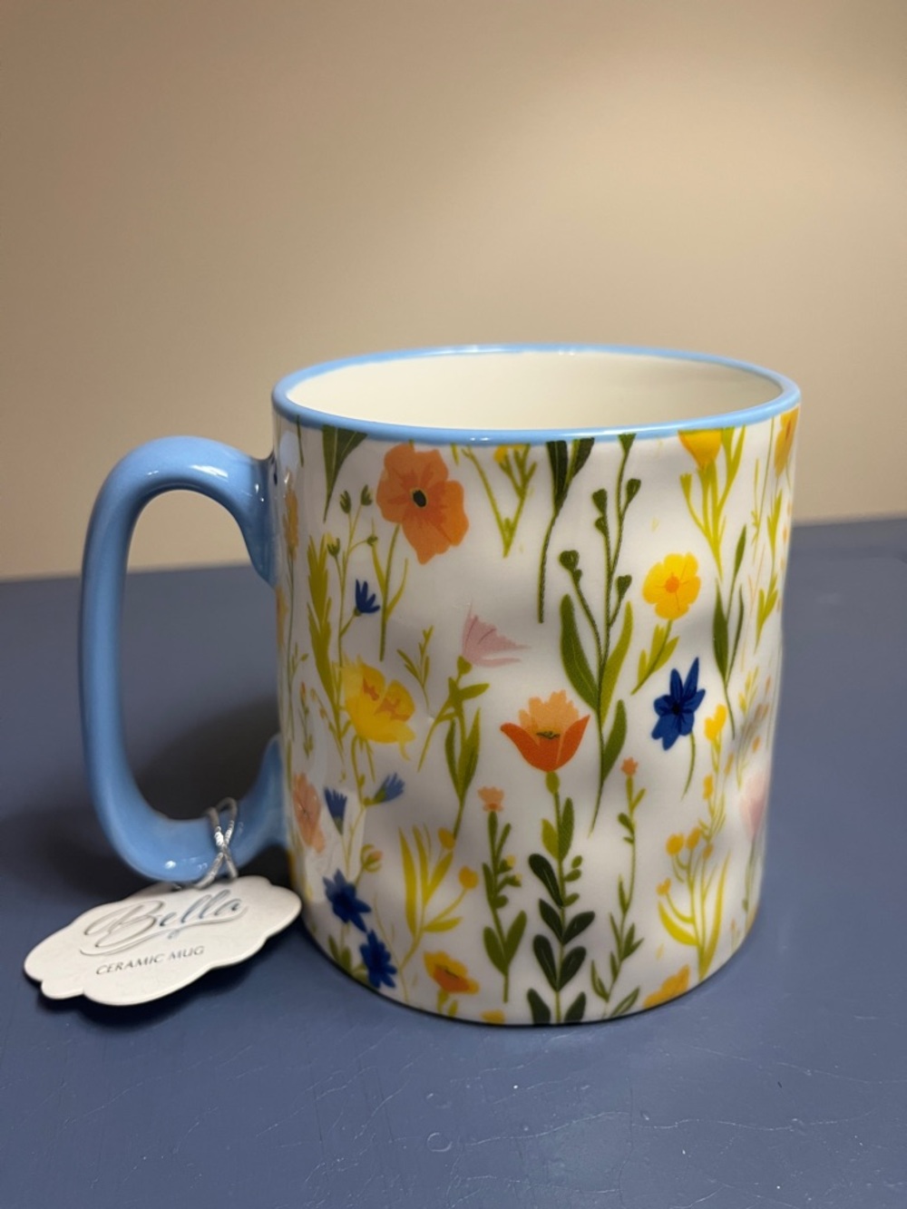 10 Strawberry Street Bella Flora floral ceramic mug with a dimpled texture